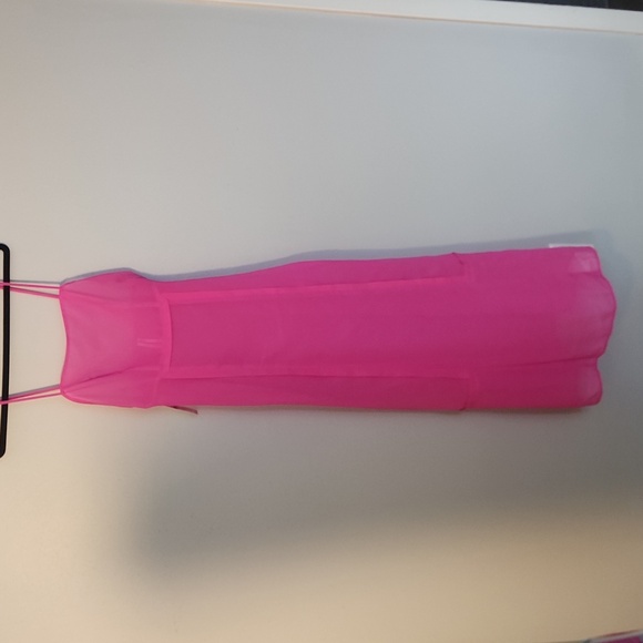NWT Anthropologie Sheer Paneled Midi Dress, Size 00, Neon Berry, - Picture 3 of 11